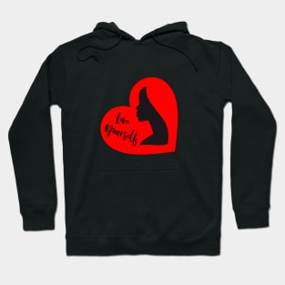 Love yourself, red heart with black woman Hoodie